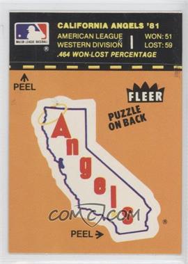 1982 Fleer - Team Stickers Inserts #CAAL.2 - California Angels Team (Logo/Stat Tab with Text Puzzle on Back)