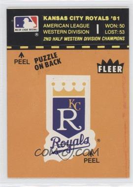 1982 Fleer - Team Stickers Inserts #KCRL.2 - Kansas City Royals Logo/Stat Tab (Puzzle on Back)