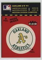Oakland Athletics Logo (Red)/Stat Tab (Puzzle on Back/