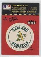 Oakland Athletics Logo (Red)/Stat Tab (Puzzle on Back/