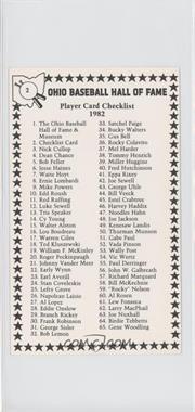 1982 Ohio Baseball Hall of Fames - [Base] #2 - Checklist