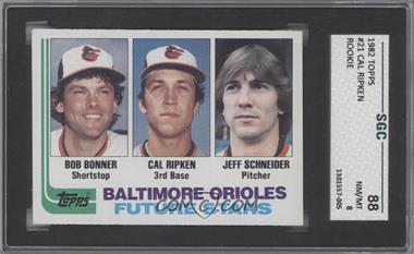 1982 Topps - [Base] #21 - Future Stars - Bobby Bonner, Cal Ripken Jr., Jeff Schneider [SGC 88 NM/MT 8]