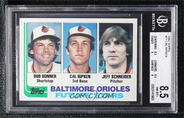 1982 Topps - [Base] #21 - Future Stars - Bobby Bonner, Cal Ripken Jr., Jeff Schneider [BGS 8.5 NM‑MT+]