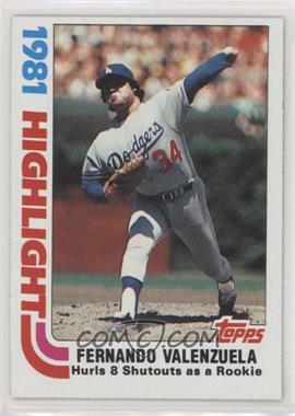 1982 Topps - [Base] #6 - Fernando Valenzuela