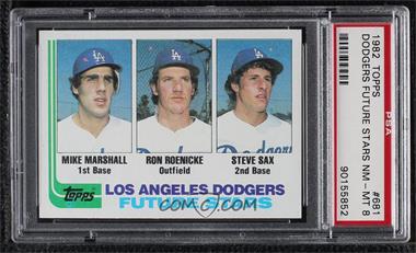 1982 Topps - [Base] #681 - Future Stars - Mike Marshall, Ron Roenicke, Steve Sax [PSA 8 NM‑MT]