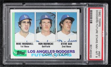 1982 Topps - [Base] #681 - Future Stars - Mike Marshall, Ron Roenicke, Steve Sax [PSA 8 NM‑MT]