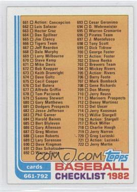 1982 Topps - [Base] #789 - Checklist - Cards 661-792