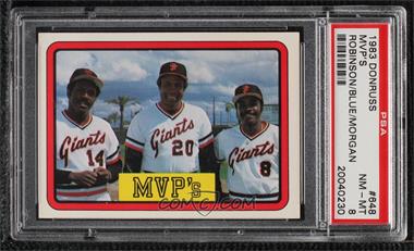 1983 Donruss - [Base] #648 - MVP's (Vida Blue, Frank Robinson, Joe Morgan) [PSA 8 NM‑MT]