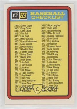 1983 Donruss - Checklists #_CHEC.4 - Checklist 4 (339-442)