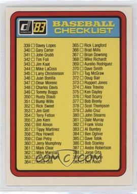 1983 Donruss - Checklists #_CHEC.4 - Checklist 4 (339-442)