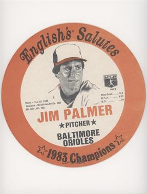 1983 English's Baltimore Orioles Chicken Bucket Lids - [Base] #_JIPA - Jim Palmer [Good to VG‑EX]