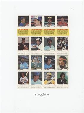 1983 Fleer Stamps - Block of 16 #3.2 - Keith Moreland, Dave Stieb, Cecil Cooper, Bill Laskey, Milt Wilcox, Ken Singleton, Frank White, Bob Boone, Hal McRae, Cal Ripken Jr., Kent Hrbek, Rod Carew, Andre Thornton, Steve Sax, Johnny Ray, Bill Madlock [EX to NM]