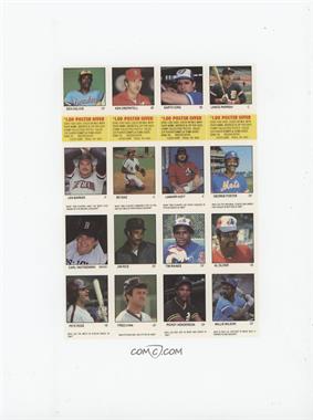 1983 Fleer Stamps - Block of 16 #4.2 - Ben Oglivie, Ken Oberkfell, Garth Iorg, Lance Parrish, Len Barker, Bo Diaz, LaMarr Hoyt, George Foster, Carl Yastrzemski, Jim Rice, Tim Raines, Al Oliver, Pete Rose, Fred Lynn, Ricky Henderson, Willie Wilson [EX to NM]