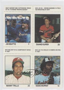 1983 Fleer Stamps - Block of Four #BKTM - Jim Beattie, Duane Kuiper, Manny Trillo, Eddie Murray