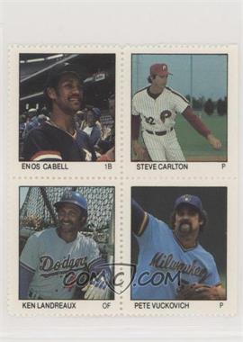 1983 Fleer Stamps - Block of Four #CCLV - Enos Cabell, Steve Carlton, Ken Landreaux, Pete Vuckovich