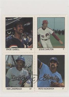 1983 Fleer Stamps - Block of Four #CCLV - Enos Cabell, Steve Carlton, Ken Landreaux, Pete Vuckovich