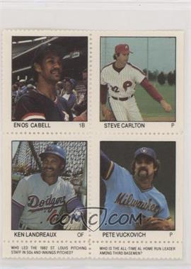 1983 Fleer Stamps - Block of Four #CCLV - Enos Cabell, Steve Carlton, Ken Landreaux, Pete Vuckovich