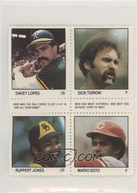 1983 Fleer Stamps - Block of Four #LTJS - Davey Lopes, Dick Tidrow, Ruppert Jones, Mario Soto