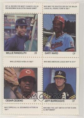 1983 Fleer Stamps - Block of Four #RWCB - Willie Randolph, Gary Ward, Cesar Cedeno, Jeff Burroughs