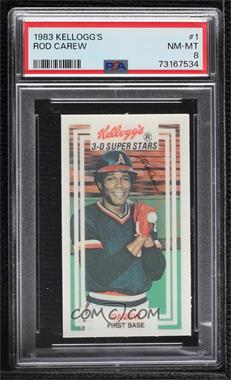 1983 Kellogg's 3-D Super Stars - [Base] #1 - Rod Carew [PSA 8 NM‑MT]