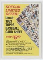 Checklist (Uncut 1983 Topps Baseball Card Sheet)