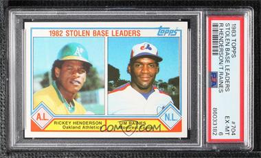 1983 Topps - [Base] #704 - League Leaders - Tim Raines, Rickey Henderson [PSA 6 EX‑MT]