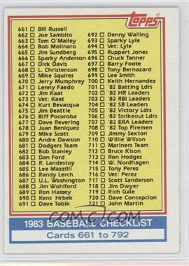 1983 Topps - [Base] #769 - Checklist - Cards 661 to 792