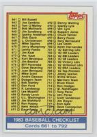 Checklist - Cards 661 to 792