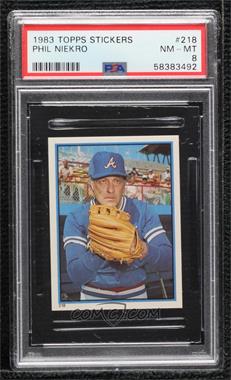 1983 Topps Album Stickers - [Base] #218 - Phil Niekro [PSA 8 NM‑MT]