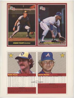 1984 Donruss Action All Stars - Sample Sheet #5/10 - Robin Yount, Bob Horner [Good to VG‑EX]