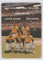 Clete Boyer, Bob Didier, Jackie Moore, Ron Schueler, Billy Williams (Oakland A'…