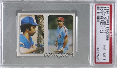 1984 O-Pee-Chee Album Stickers - [Base] #111-126 - Brian Giles, Tony Perez [PSA 8 NM‑MT]