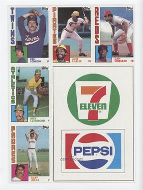 1984 Topps - 7-Eleven/Pepsi Sheet #SEDLL - Ken Schrom, Mike Easler, Dan Driessen, Rick Langford, Gary Lucas