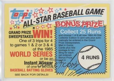 1984 Topps - All-Star Baseball Game Sweepstakes Runs #4 - 4 Runs