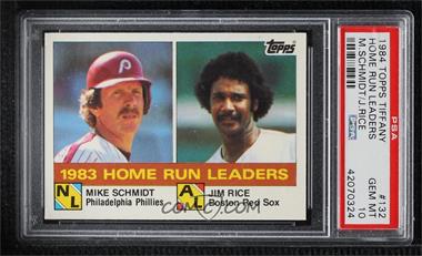 1984 Topps - [Base] - Tiffany #132 - League Leaders - Mike Schmidt, Jim Rice [PSA 10 GEM MT]