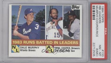 1984 Topps - [Base] #133 - League Leaders - Dale Murphy, Cecil Cooper, Jim Rice [PSA 8 NM‑MT (MC)]