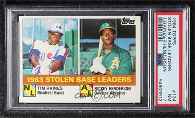 1984 Topps - [Base] #134 - League Leaders - Tim Raines, Rickey Henderson [PSA 7 NM]