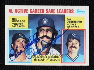 1984 Topps - [Base] #718 - Career Leaders - Rich Gossage, Rollie Fingers, Dan Quisenberry [JSA Certified COA Sticker]