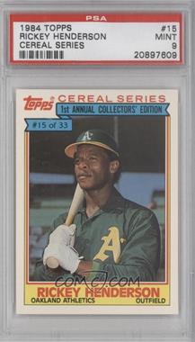 1984 Topps Cereal Series - Food Issue [Base] #15 - Rickey Henderson [PSA 9 MINT]