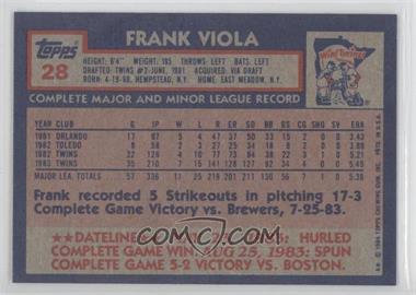 1984 Topps #28 - Frank Viola - Courtesy of COMC.com