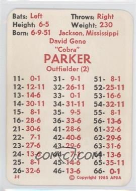 1985 APBA Baseball 1984 Season - [Base] #_DAPA - Dave Parker