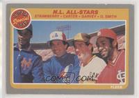 N.L. All-Stars (Darryl Strawberry, Gary Carter, Steve Garvey, Ozzie Smith) [EX&…