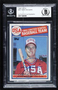 1985 Topps - [Base] #401 - Mark McGwire [BAS BGS Authentic]