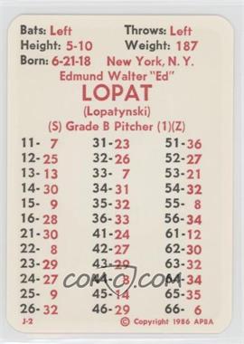 1986 APBA Baseball 1947 Season - [Base] #_EDLO - Ed Lopat