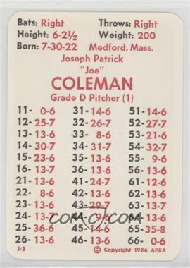 1986 APBA Baseball 1947 Season - [Base] #_JOCO - Joe Coleman