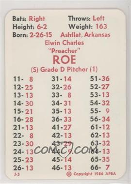 1986 APBA Baseball 1947 Season - [Base] #_PRRO - Preacher Roe