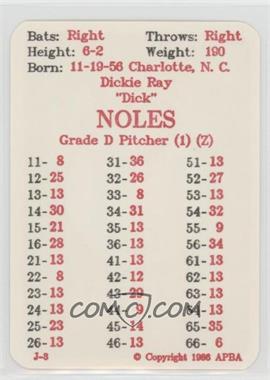 1986 APBA Baseball 1985 Season - [Base] #_DINO - Dickie Noles