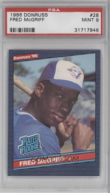 1986 Donruss - [Base] #28 - Rated Rookie - Fred McGriff [PSA 9 MINT]