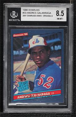 1986 Donruss - [Base] #33.2 - Rated Rookie - Andres Galarraga (Accent Mark over Name on Back) [BGS 8.5 NM‑MT+]