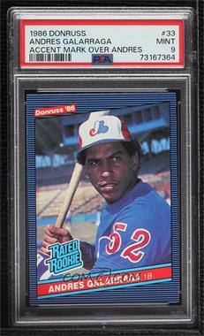 1986 Donruss - [Base] #33.2 - Rated Rookie - Andres Galarraga (Accent Mark over Name on Back) [PSA 9 MINT]